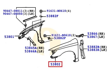 Крыло переднее левое Toyota Camry v30 (2001-2006)