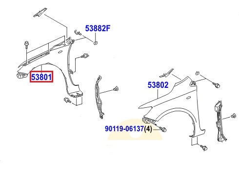 Крыло переднее правое Toyota Corolla e150 (2006-2012)