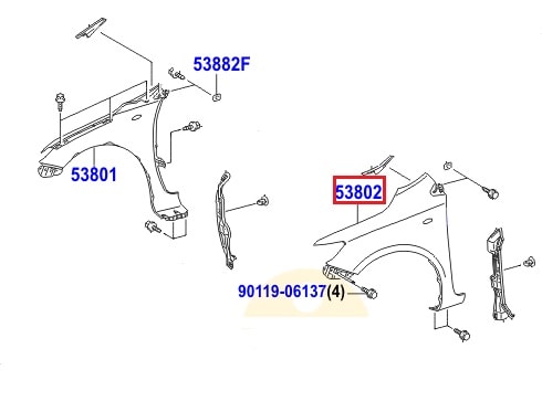 Крыло переднее левое Toyota Corolla e150 (2006-2012)