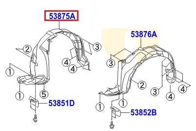 Подкрылок передний правый Toyota Corolla e150 (2006-2012)