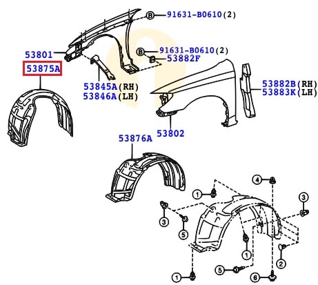 Подкрылок передний правый Toyota Camry v30 (2001-2006)