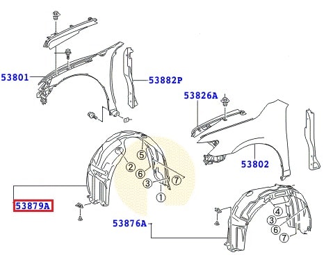 Подкрылок передний правый Toyota Camry v40 (2006-2011)