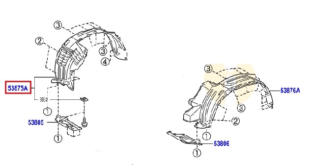 Подкрылок передний правый Toyota L Cruiser 200 (2007-2015)