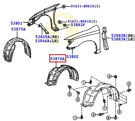 Подкрылок передний левый Toyota Camry v30 (2001-2006)