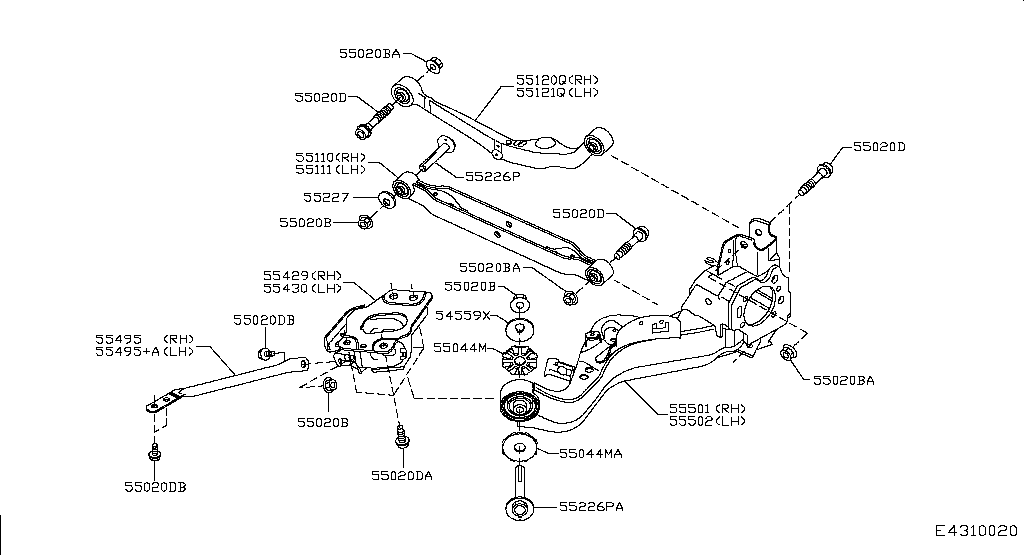 Рычаг задний поперечный правый нижний Nissan Qashqai J10 (2007-2014)