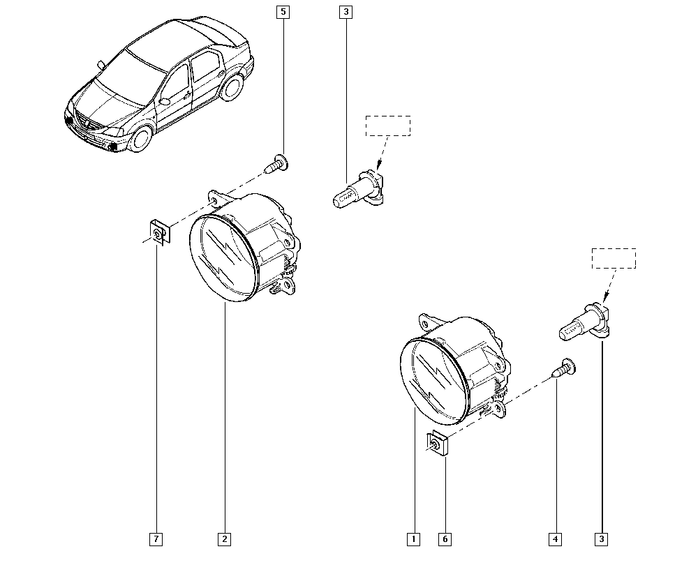 Фара противотуманная (ПТФ) Renault Sandero 1 (2009-2014)