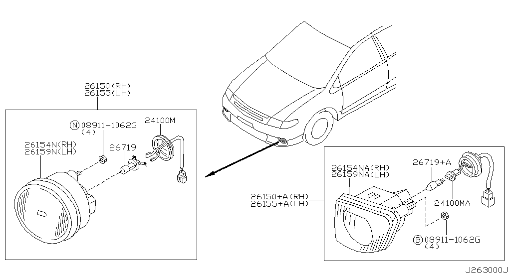 Фара противотуманная (ПТФ) левая Nissan Teana J32 (2008-2014)