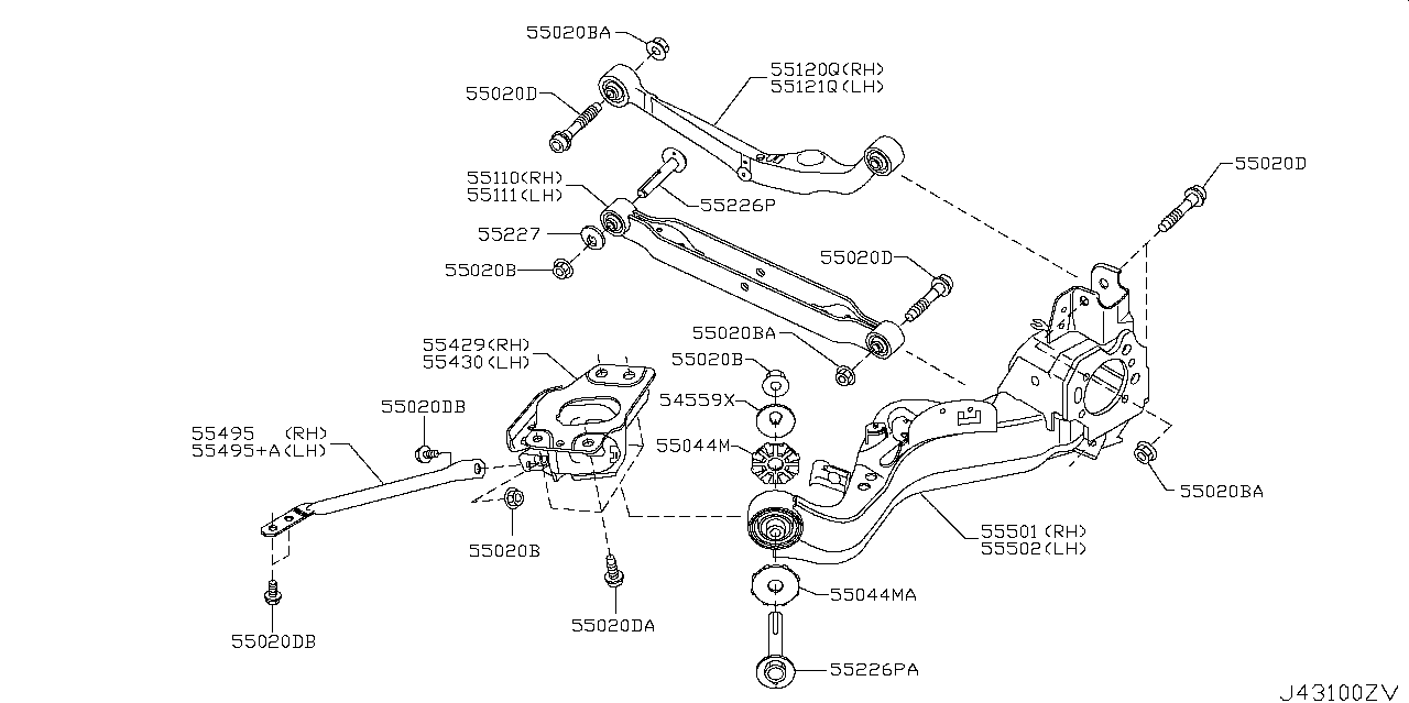 Рычаг задний поперечный правый верхний Nissan Qashqai J10 (2007-2014)