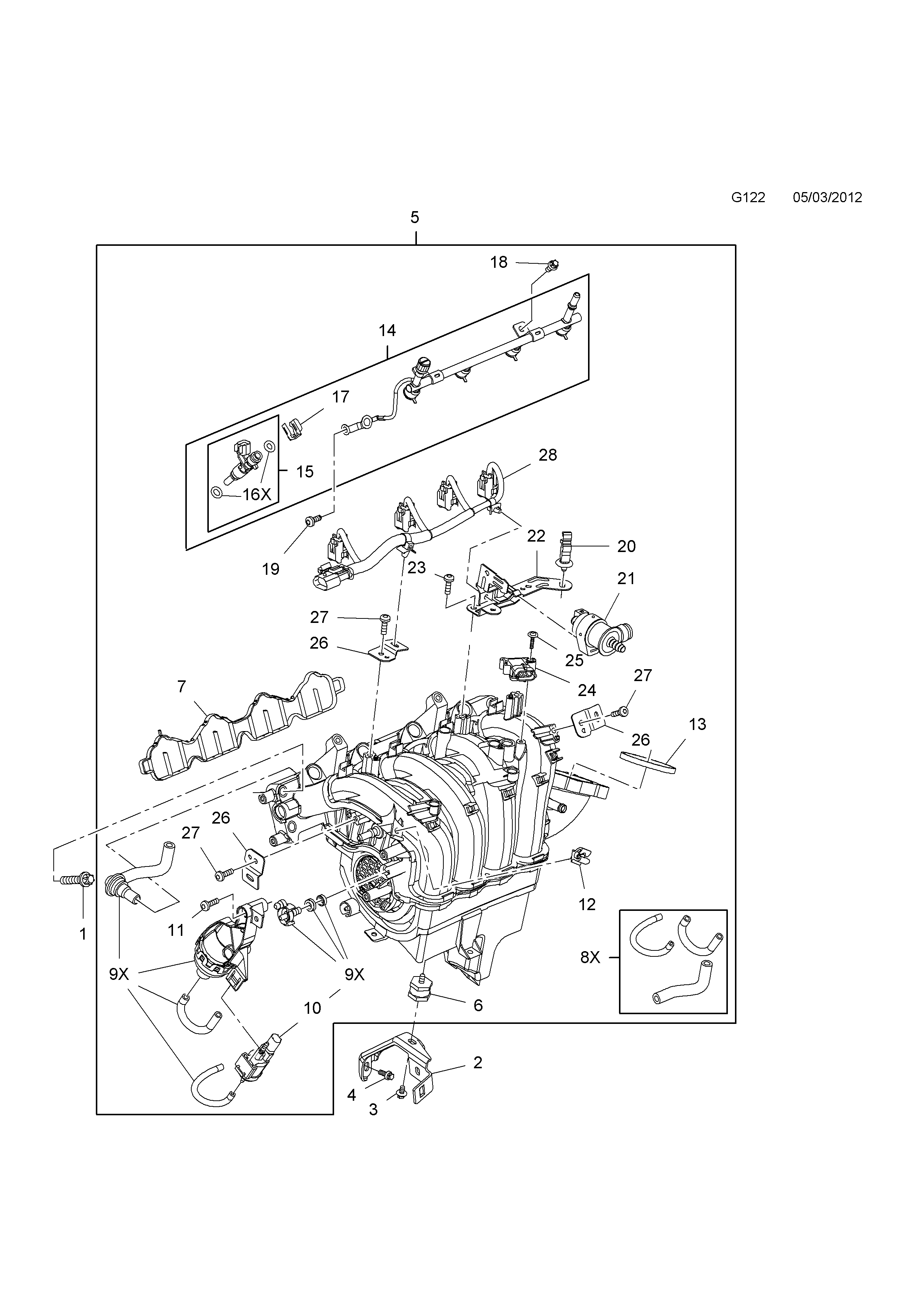 Прокладка впускного коллектора Opel Mokka (2012-2016)