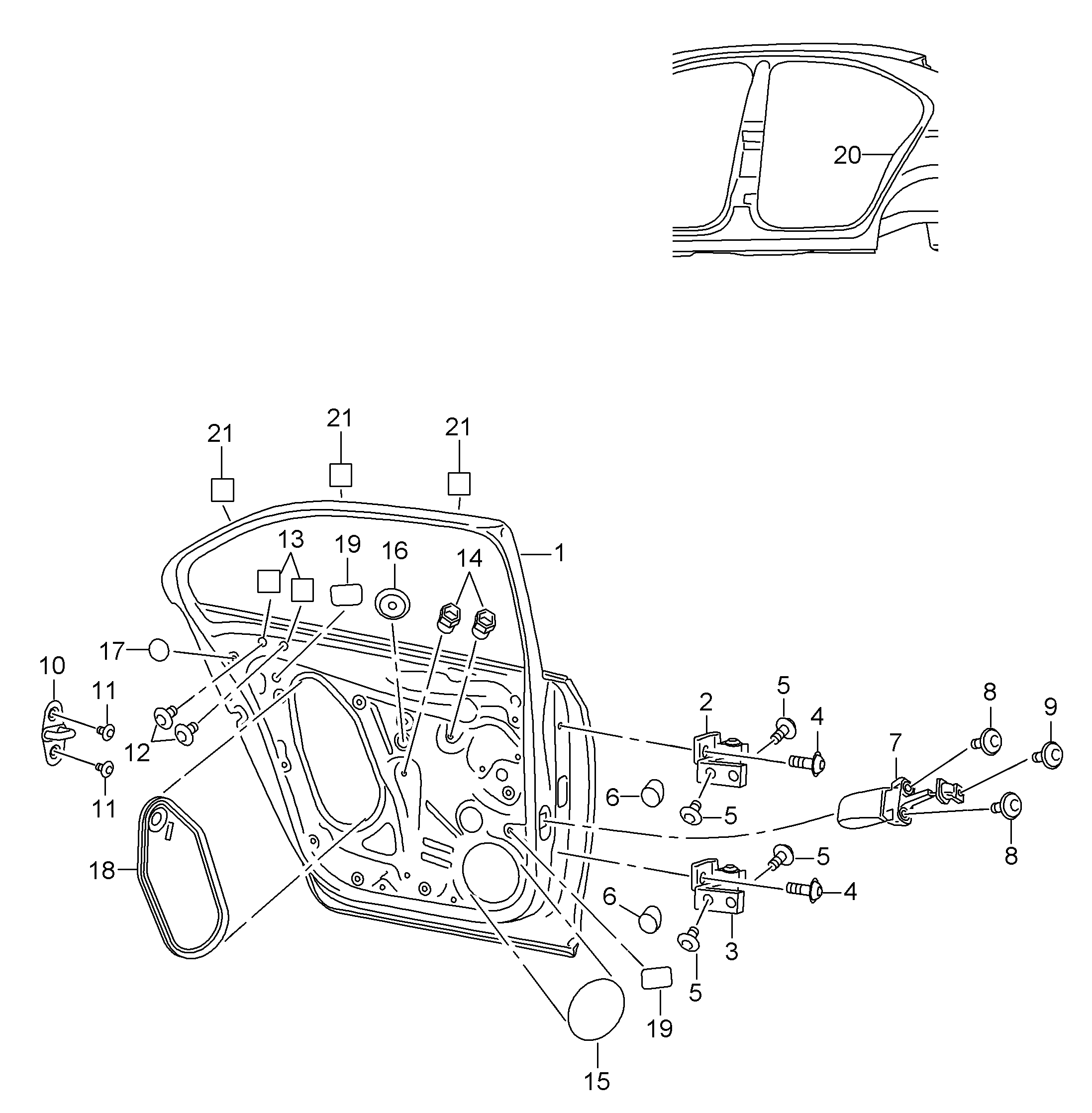 Дверь задняя левая Skoda Rapid (2012-2017)