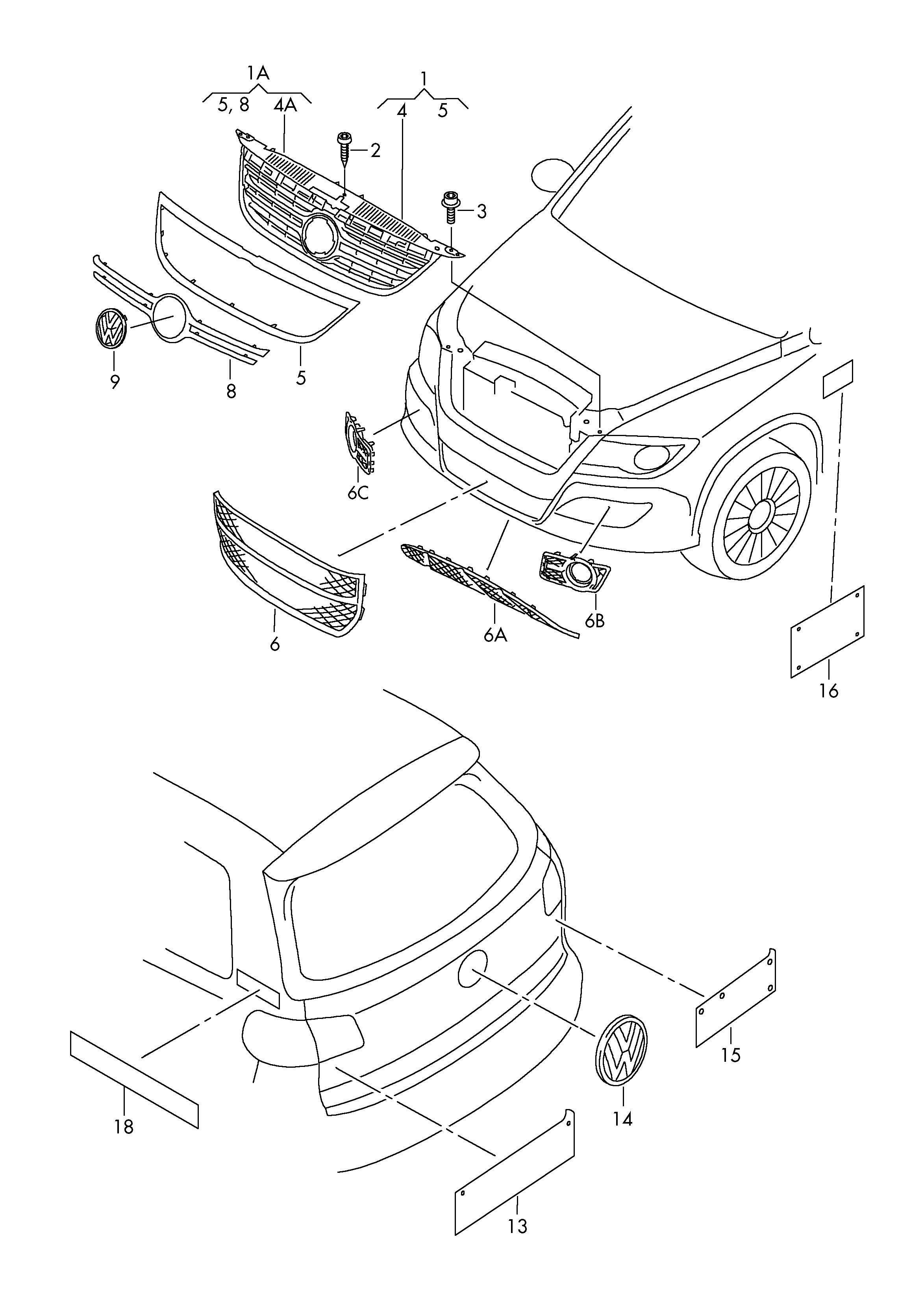 Решетка радиатора Volkswagen Tiguan 1 (2007-2016)