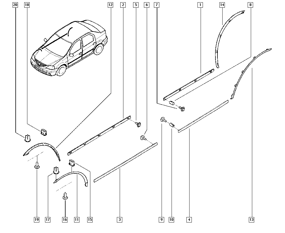 Молдинг двери передней Renault Logan 1 (2004-2015)