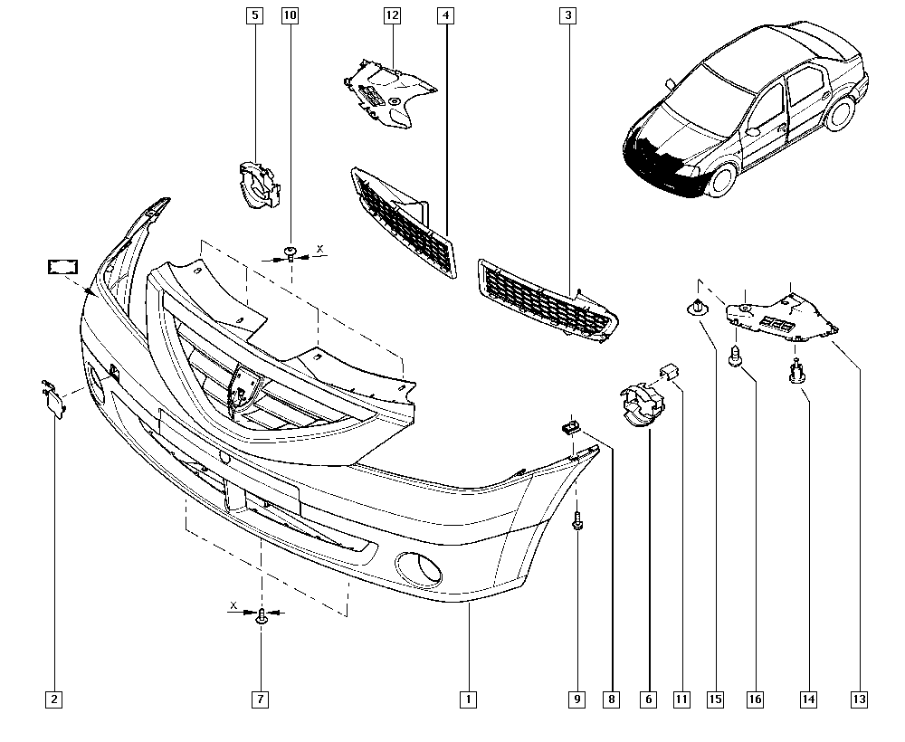 Рено каптур схема бампера