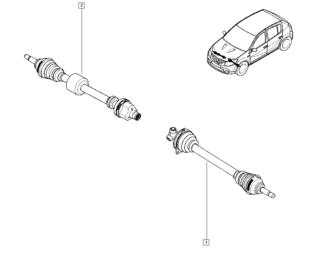 Привод левый в сборе Renault Sandero 1 (2009-2014)