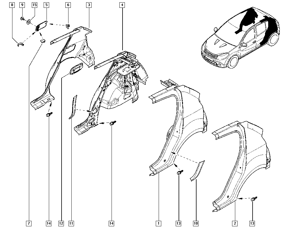 Детали кузова рено логан 2 схема