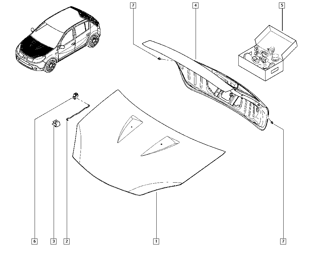 Капот Renault Sandero 1(2009-2014)