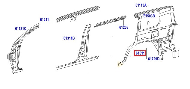 Крыло заднее правое Toyota L Cruiser 200 (2007-2015)