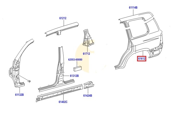 Крыло заднее левое Toyota L Cruiser 200 (2007-2015)