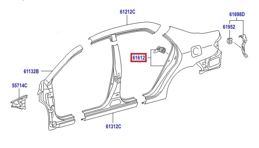 Крыло заднее левое Toyota Corolla e150 (2006-2012)