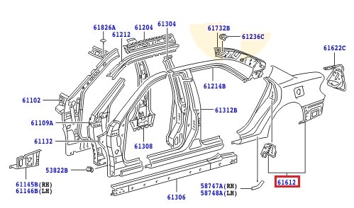 Крыло заднее правое Toyota Camry v30 (2001-2006)