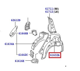 Подкрылок задний правый Toyota Camry v30 (2001-2006)