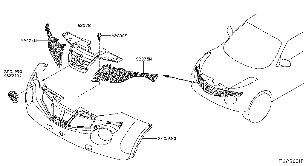 Решетка радиатора Nissan Juke F15 (2010-2017)