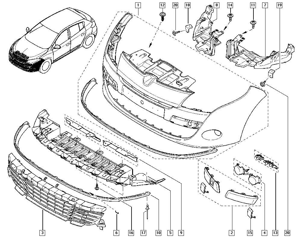 Щиток (пыльник) бампера переднего Renault Megane 3 (2009-2014)