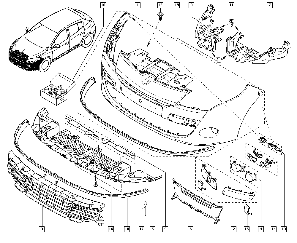 Решетка бампера переднего Renault Megane 3 (2009-2014)