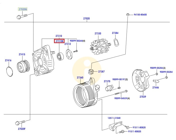 Подшипник генератора Toyota Prado 150 (2009-н.в.)