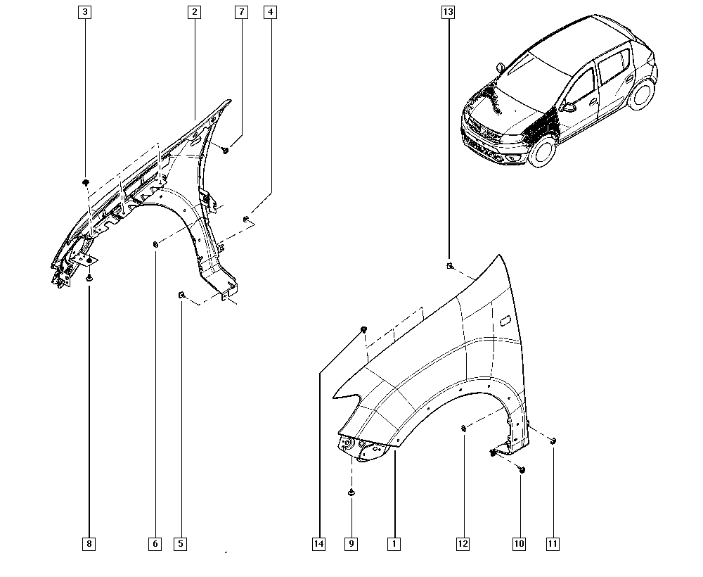 Крыло переднее правое Renault Sandero 2 (2014-н.в.)