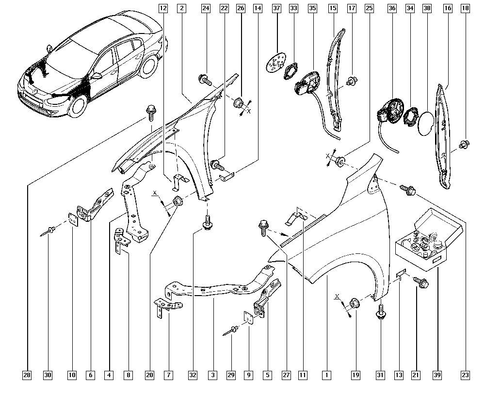 Крыло переднее правое Renault Megane 3 (2009-2014)