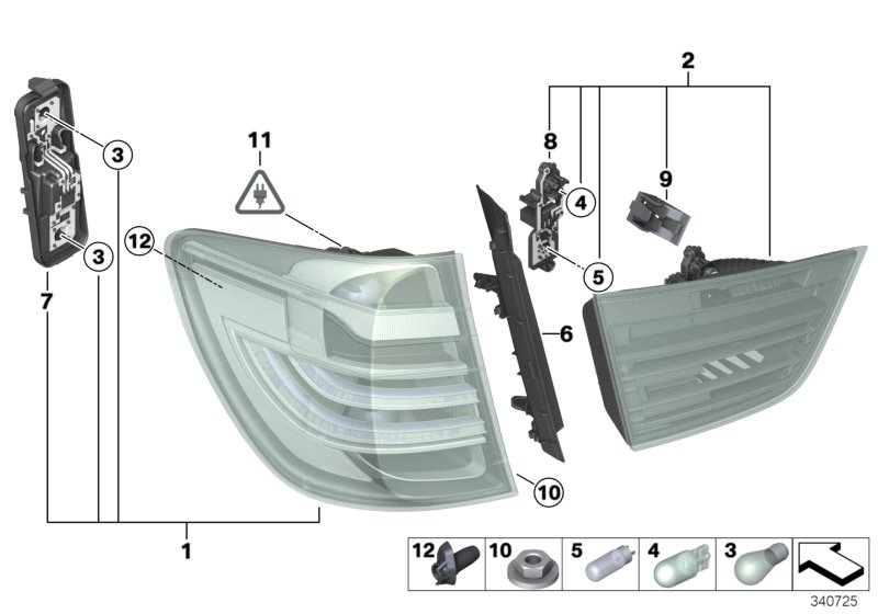 Фонарь левый наружный BMW X3 F25 (2010 - н.в.)