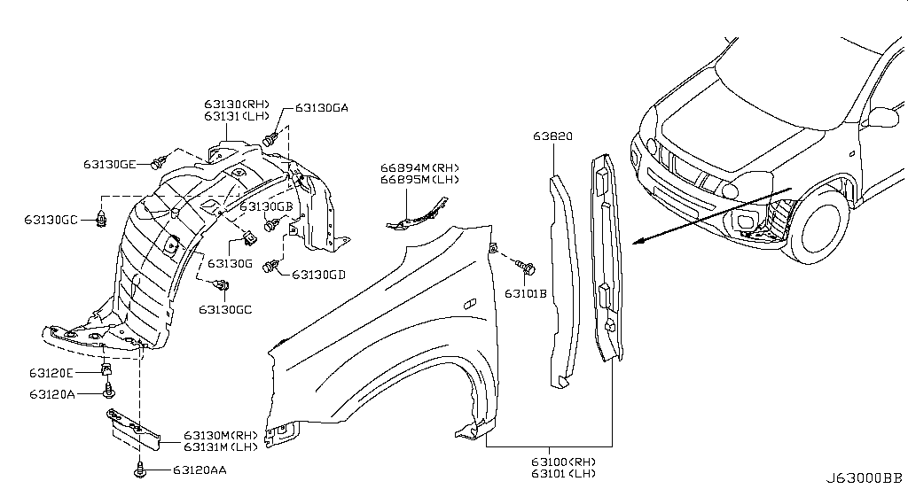 Подкрылок передний правый Nissan X-Trail T31 (2007-2015)