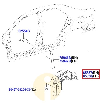 Подкрылок задний правый Toyota Corolla e150 (2006-2012)