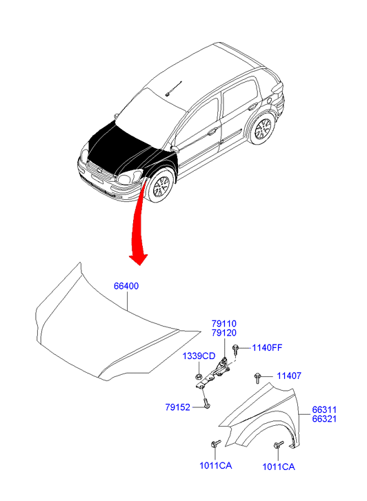 Крыло переднее левое Hyundai Getz (2002-2011)