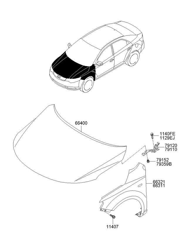 Крыло переднее левое KIA Cerato 2 (2009-2013)