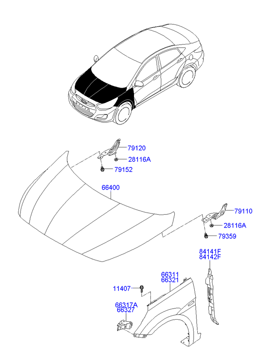 Крыло переднее левое Hyundai Solaris (2010-н.в.)