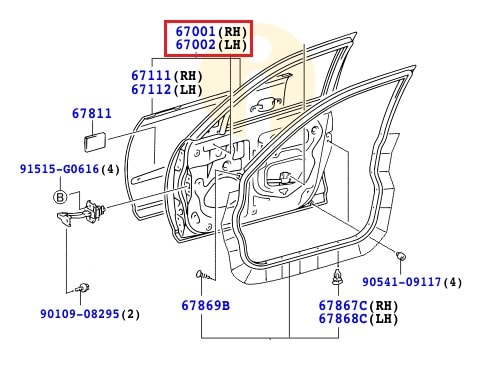 Дверь передняя правая Toyota Camry v30 (2001-2006)