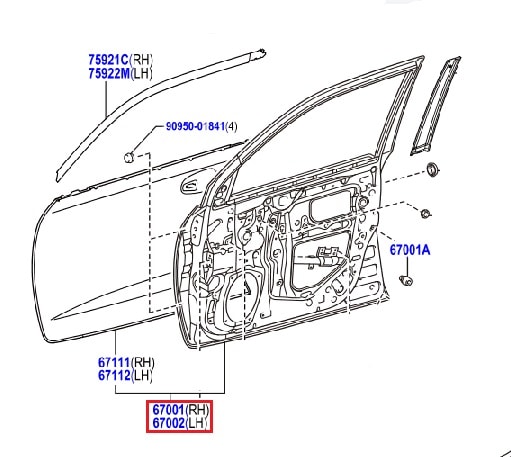 Дверь передняя правая Toyota L Cruiser 200 (2007-2015)