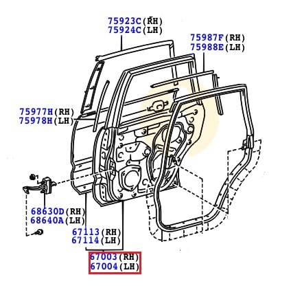 Дверь задняя правая Toyota Prado 120 (2002-2009)