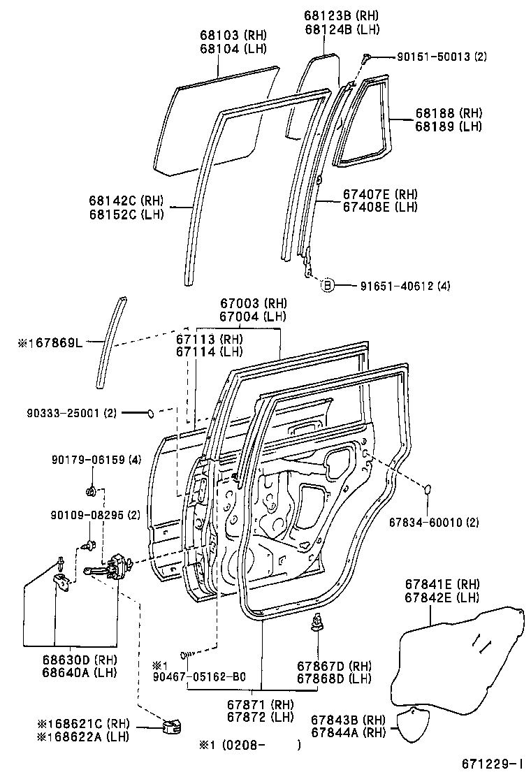 Дверь задняя правая Toyota L Cruiser 100 (2002-2007)