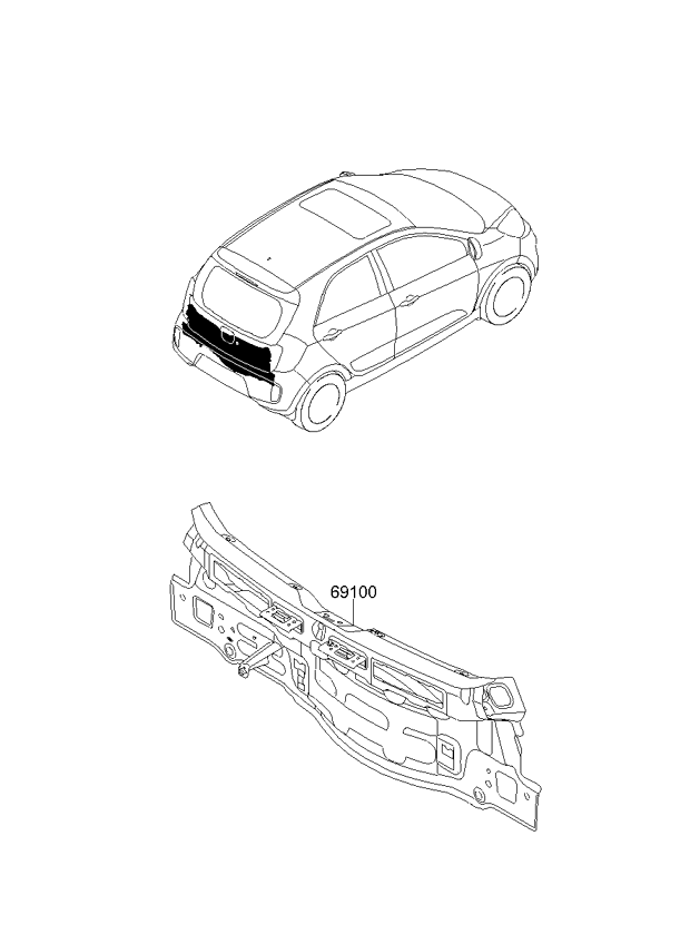 Усилитель бампера заднего KIA Picanto 2 (2011-н.в.)