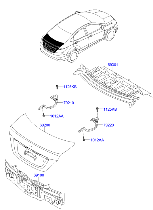 Крышка багажника Hyundai Solaris седан (2010-н.в.)