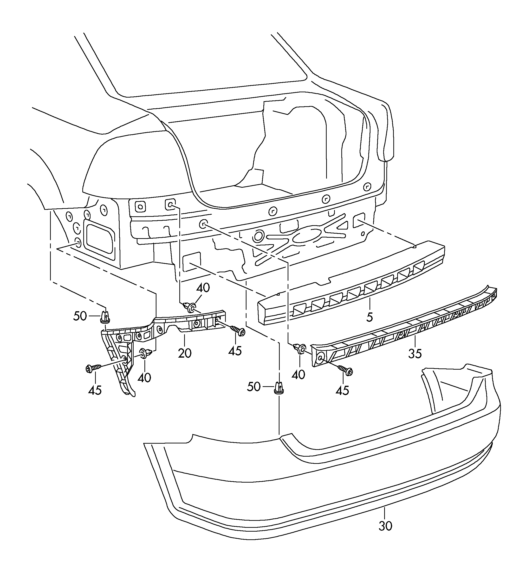 Бампер задний Volkswagen Polo sedan (2010-н.в.)