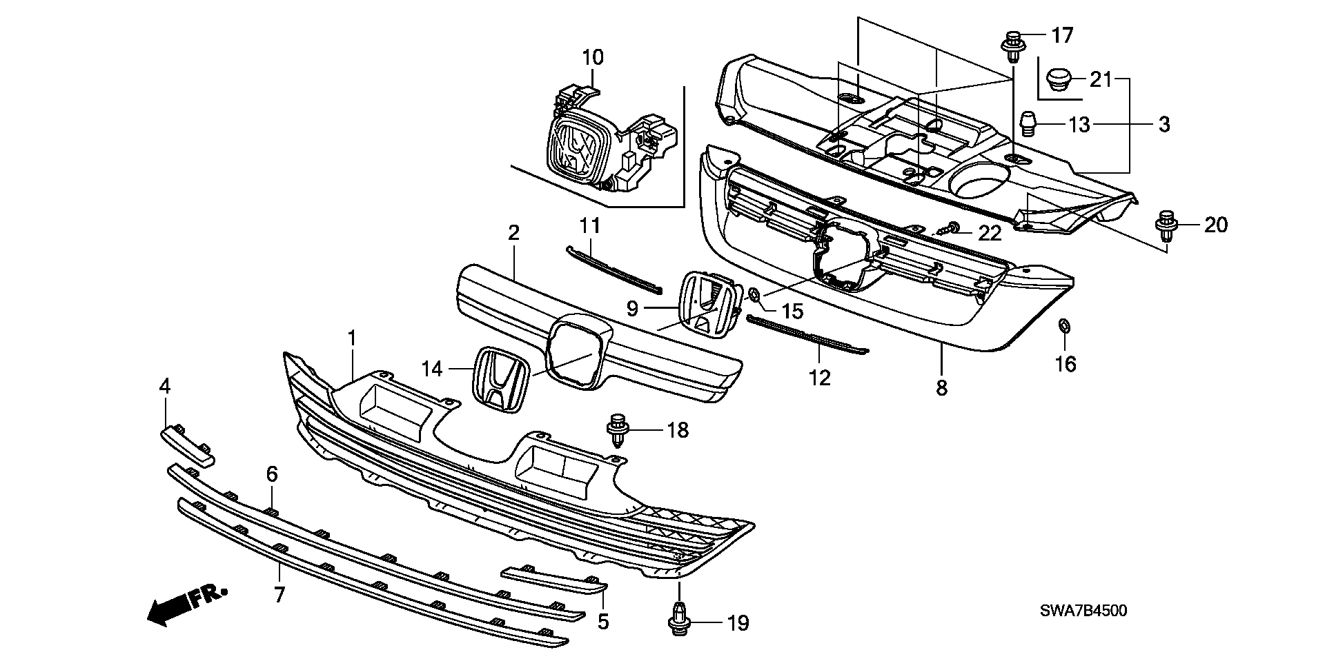 Кронштейн крепления решетки радиатора Honda CR-V 3 (2007-2010)