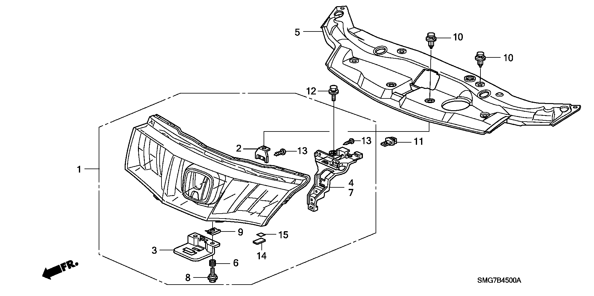 Кронштейн крепления решетки радиатора Honda Civic 5D (2006-2012)