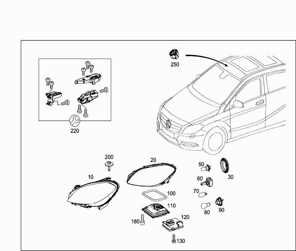 Фара левая Mercedes B-klass W246 (2011-2014)