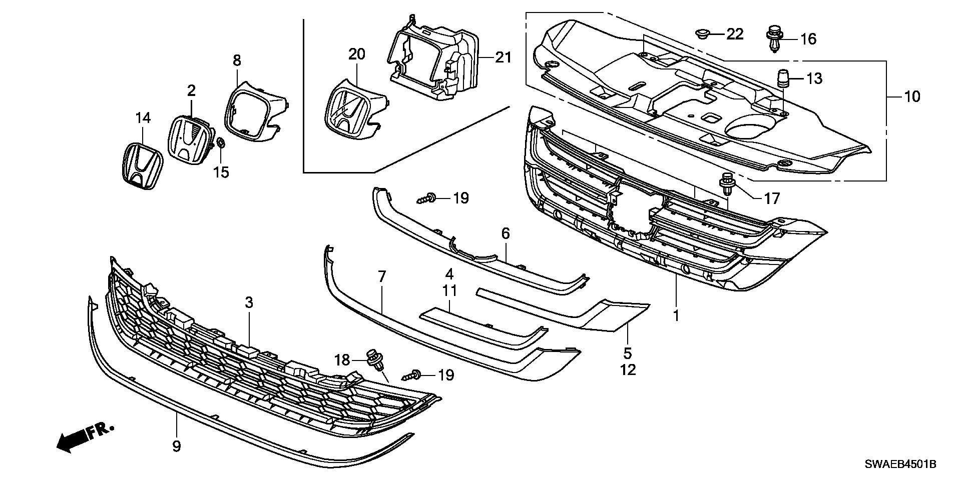 Кронштейн крепления решетки радиатора Honda CR-V 3 (2010-2012)