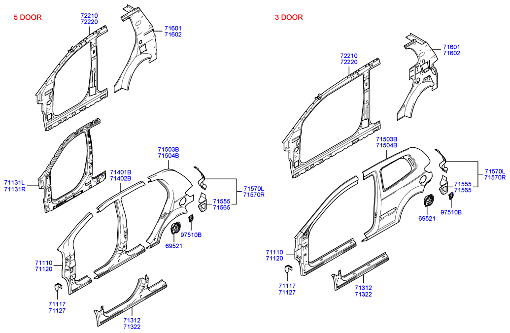 Крыло заднее левое Hyundai Getz 3 дв. (2002-2011)