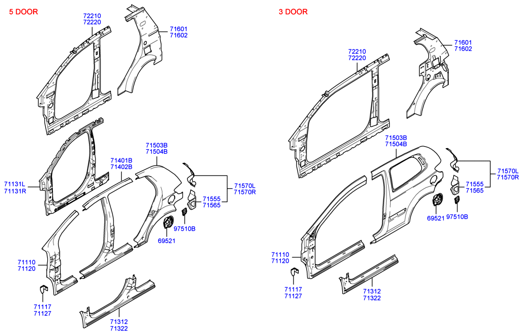 Крыло заднее левое Hyundai Getz 5 дв. (2002-2011)